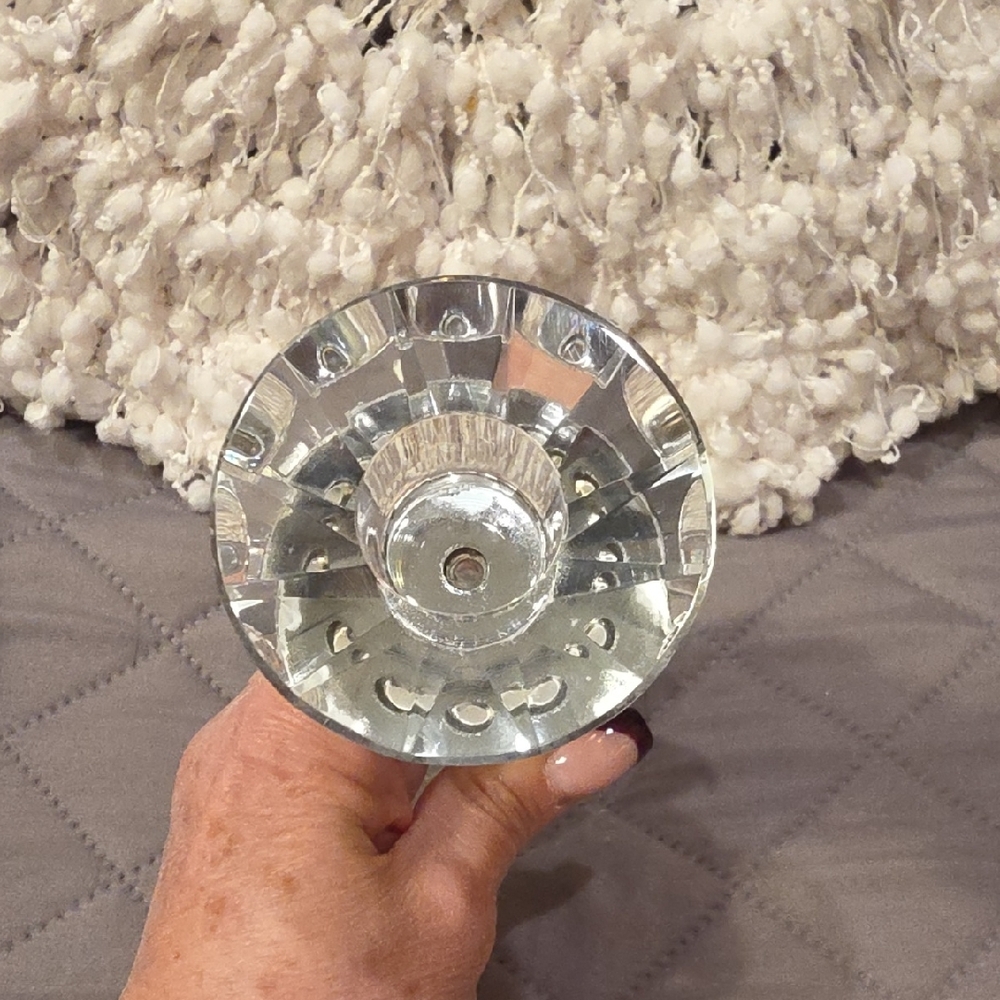 Shannon Afterglow Crystal Candlesticks Pair with Silver Accent Bands - Picture 8 of 13